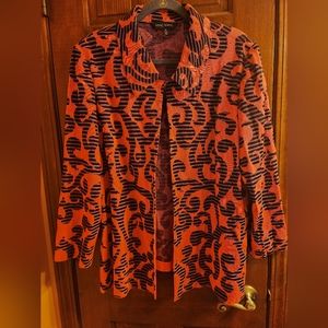 Ming Wang peach with accent design on 1x waist length jacket